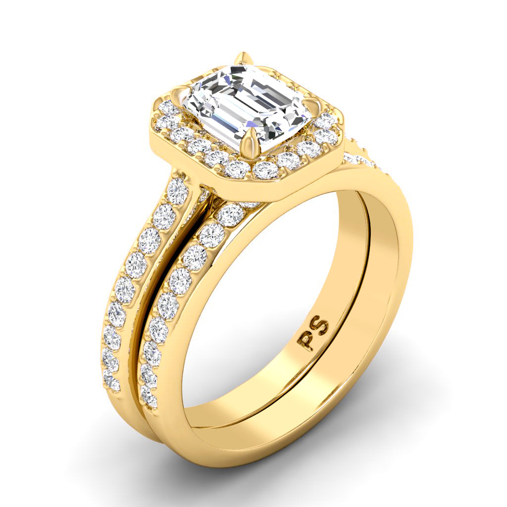 0.90-2.05 CT Round & Emerald Cut Diamonds - Bridal Set