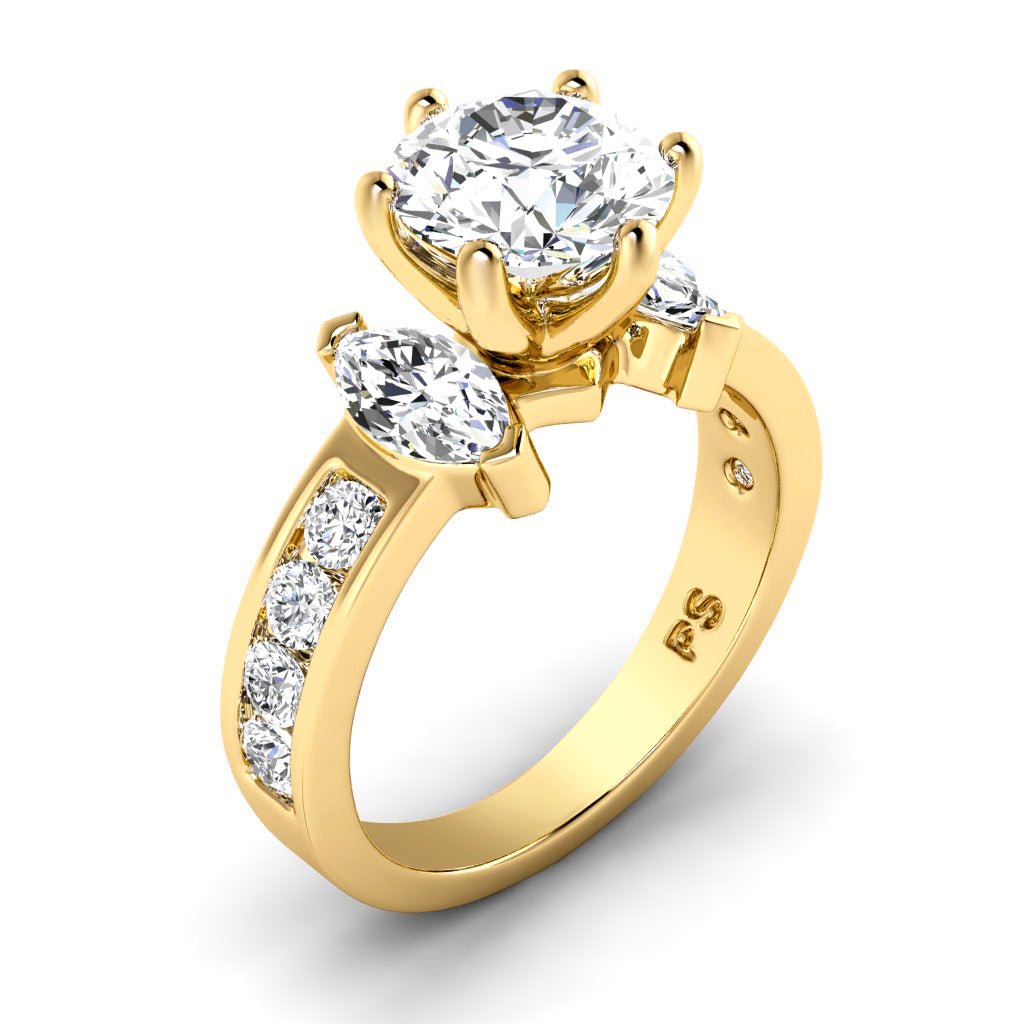 1.35 - 6.85 CT Marquise & Round Cut Diamonds - Engagement Ring - Primestyle.com