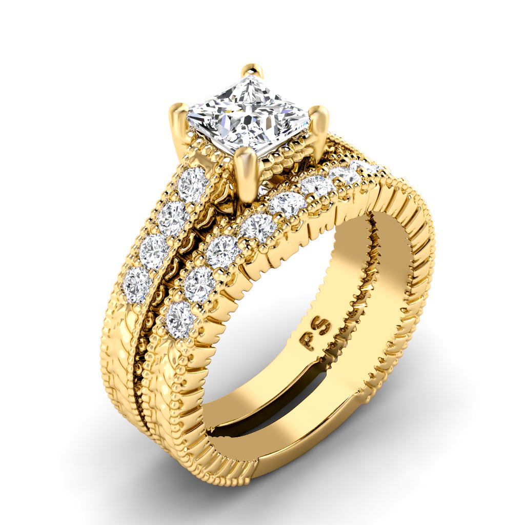 1.00-2.15 CT Round & Princess Cut Diamonds - Bridal Set