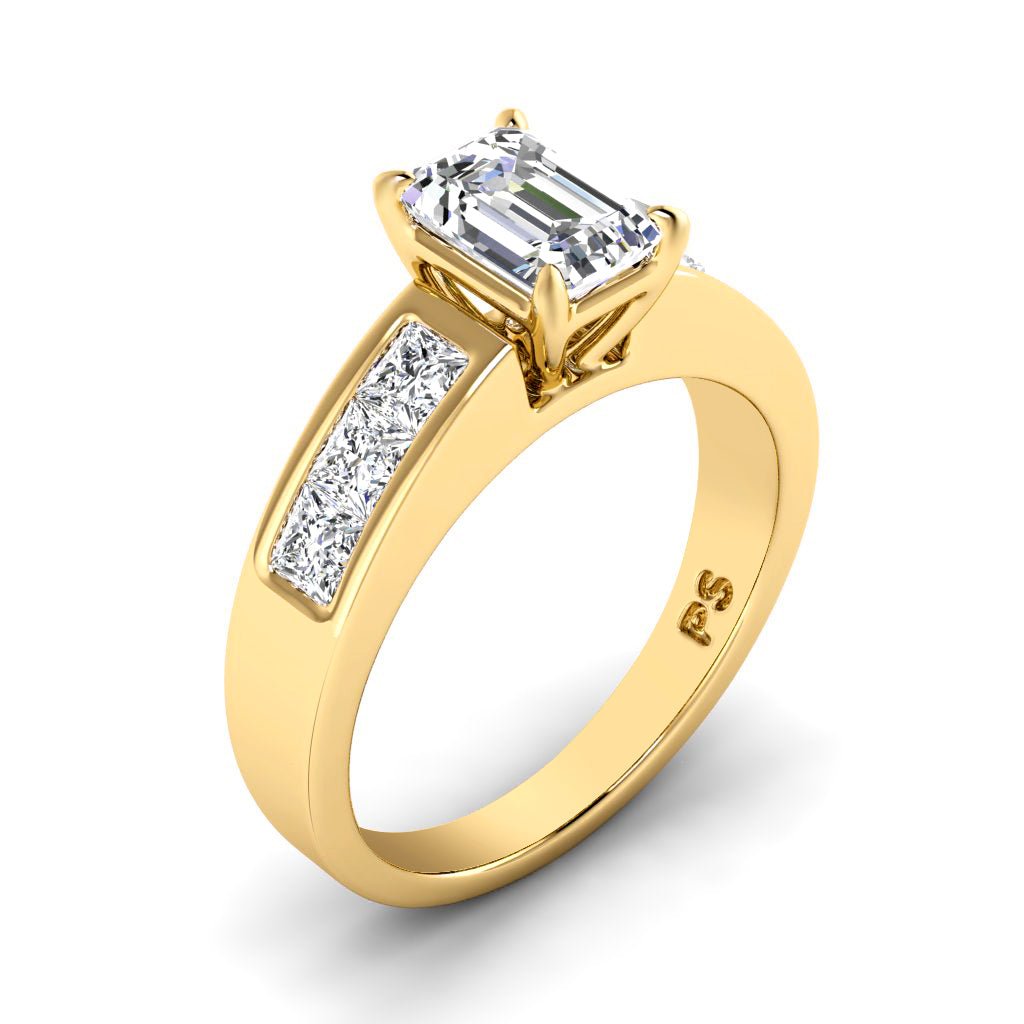 1.15 - 2.30 CT Emerald & Princess Cut Natural Diamonds - Engagement Ring - Primestyle.com