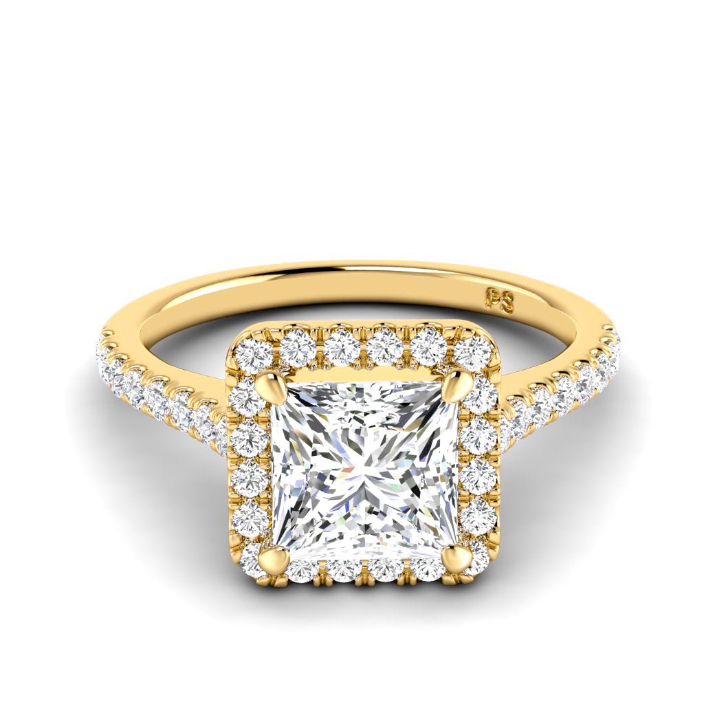 0.95-6.45 CT Princess & Round Cut Diamonds - Halo Rings