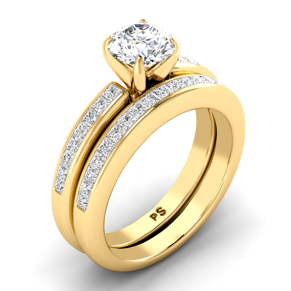 1.20 - 2.35 CT Princess & Round Cut Natural Diamonds - Bridal Set - Primestyle.com