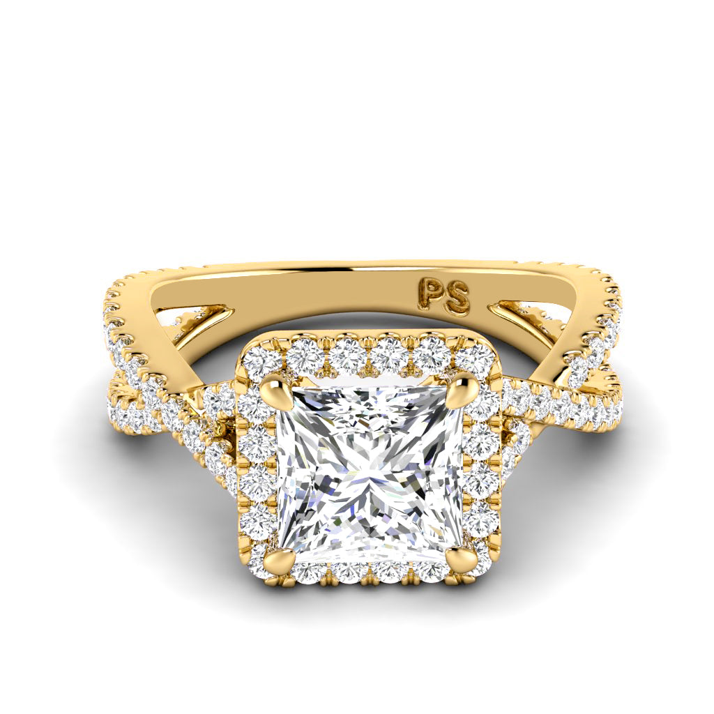 1.10-3.60 CT Round & Princess Cut Lab Grown Diamonds - Halo Ring