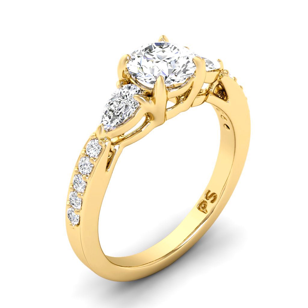 0.85-2.00 CT Pear & Round Cut Natural Diamonds - Engagement Ring