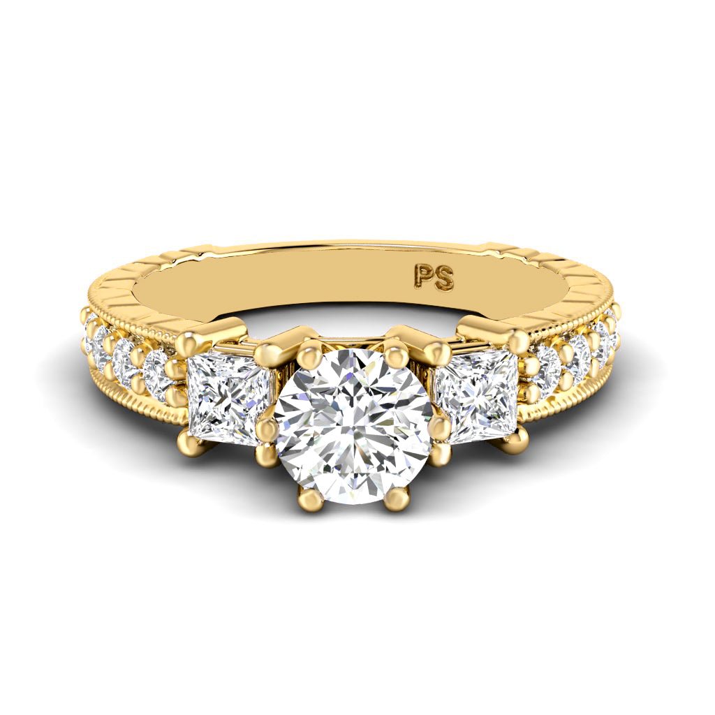 1.05-2.20 CT Princess & Round Cut Natural Diamonds - Engagement Ring