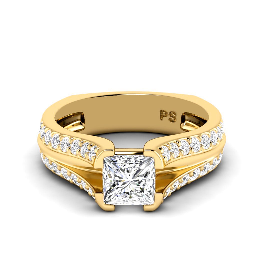 1.35-2.50 CT Princess & Round Cut Natural Diamonds - Engagement Ring