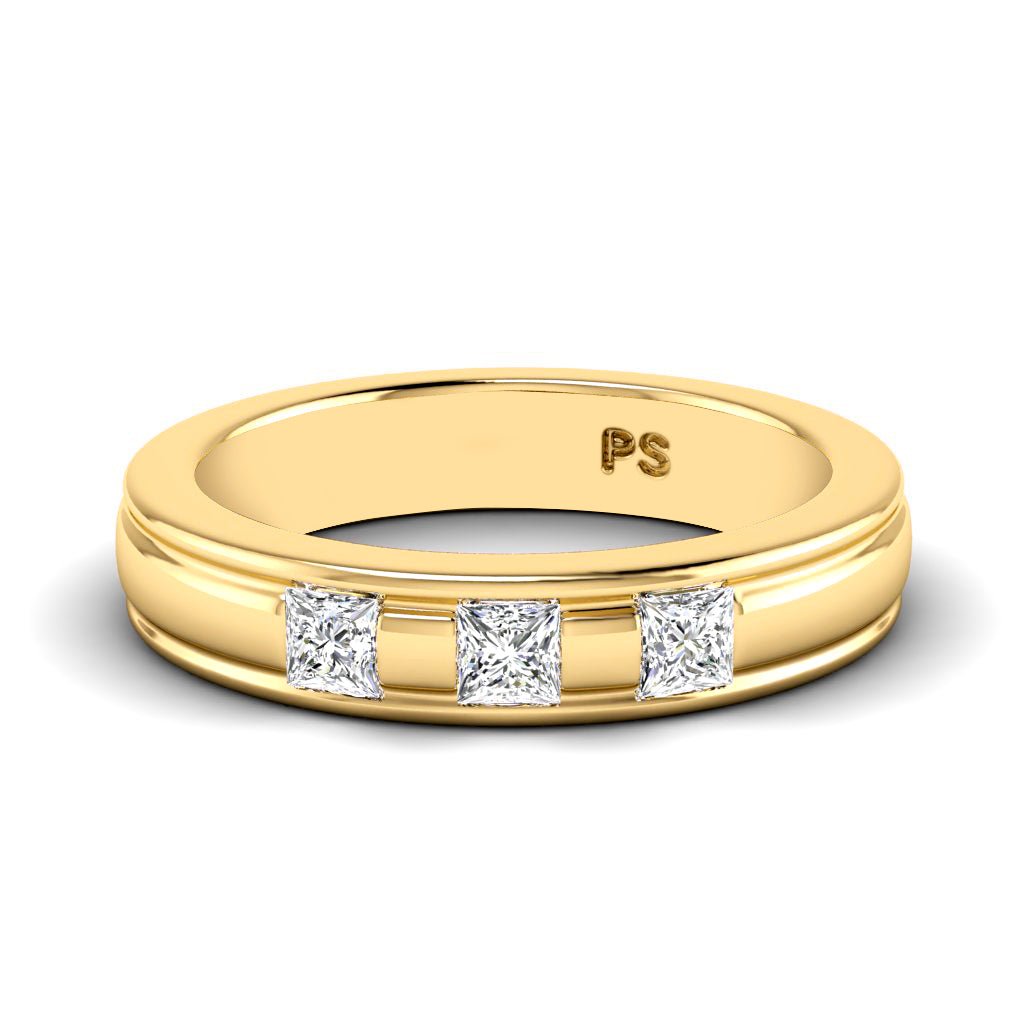 0.40 CT Princess Cut Lab Grown Diamonds - Mens Wedding Band - Primestyle.com