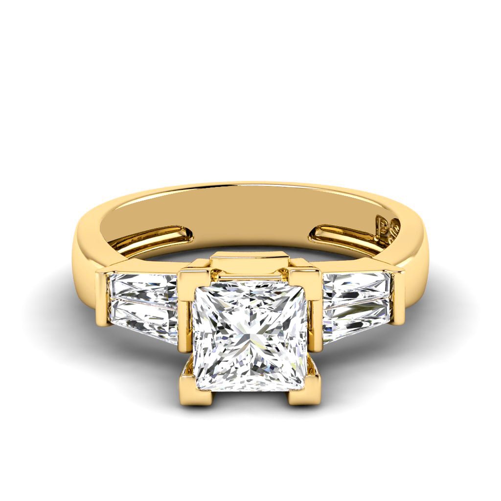 0.90 - 6.40 CT Princess & Taper Cut Diamonds - Engagement Ring - Primestyle.com