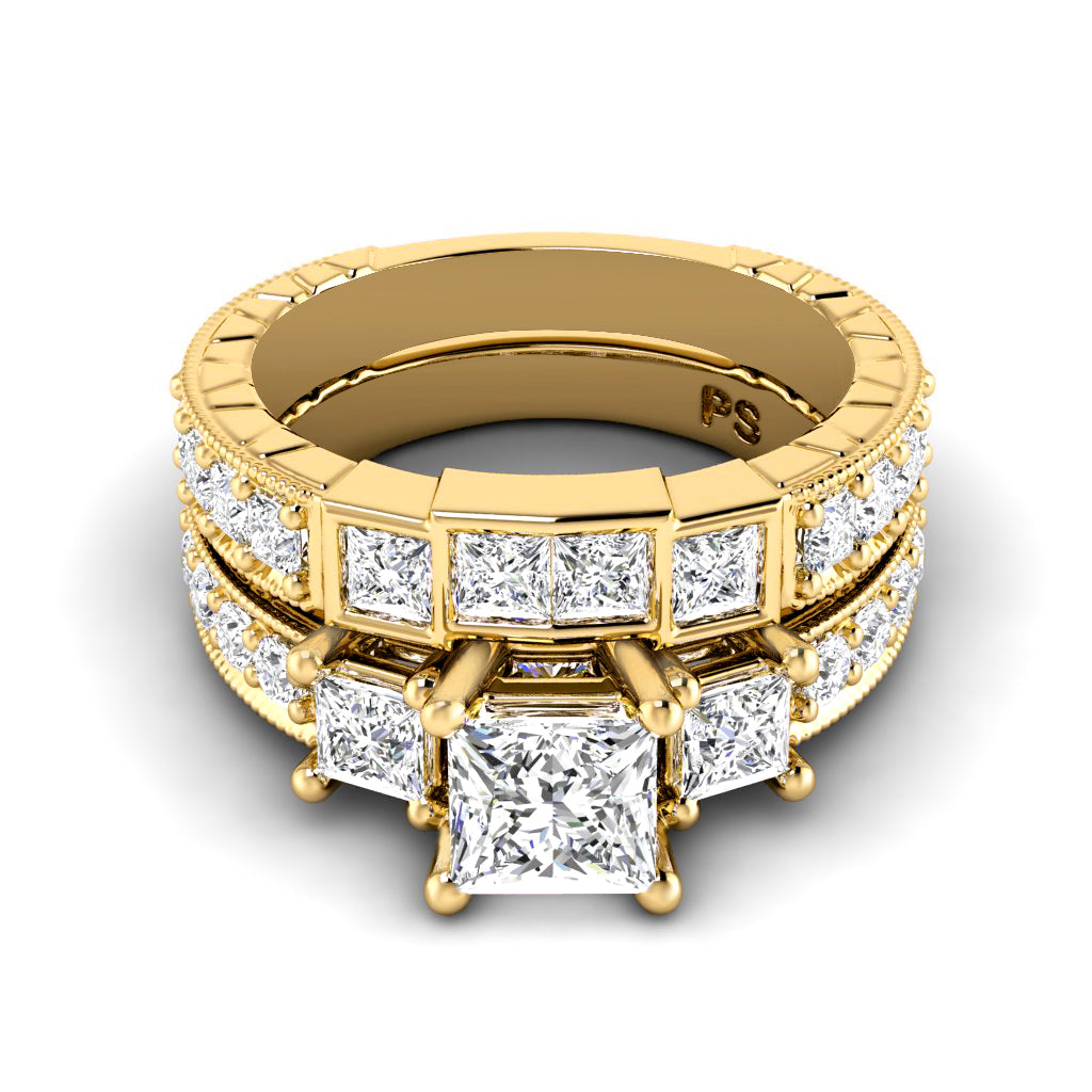 1.85-3.00 CT Princess & Round Cut Diamonds - Bridal Set