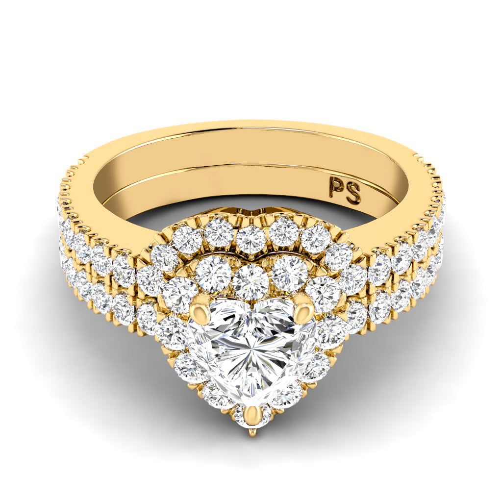 1.10-2.25 CT Round & Heart Cut Diamonds - Bridal Set