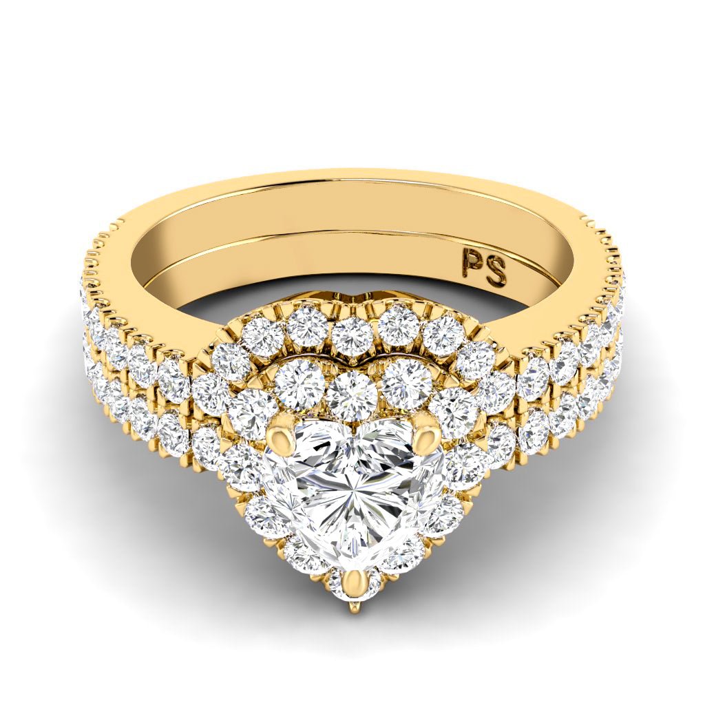 1.10 - 2.25 CT Heart & Round Cut Natural Diamonds - Bridal Set - Primestyle.com