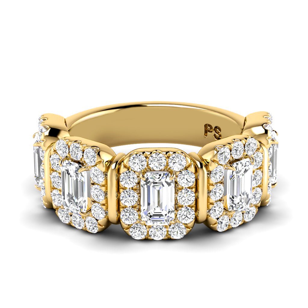 2.20 CT Emerald & Round Cut Natural Diamonds - Wedding Band - Primestyle.com