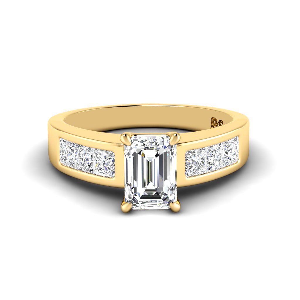 1.15 - 2.30 CT Emerald & Princess Cut Natural Diamonds - Engagement Ring - Primestyle.com