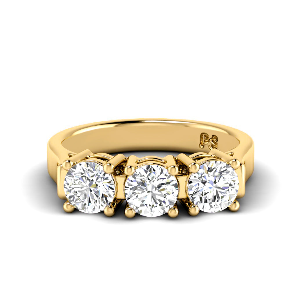 1.05 CT Round Cut Lab Grown Diamonds - Three Stone Ring