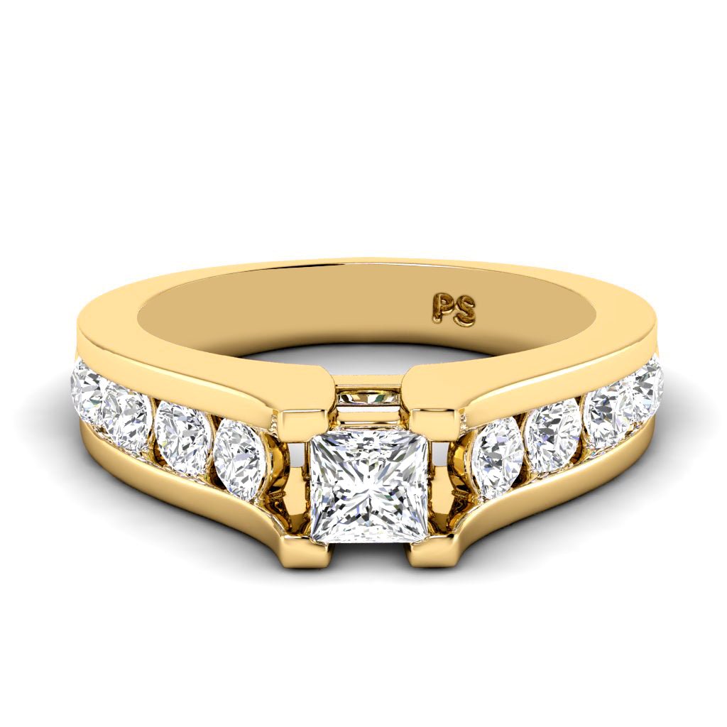 1.15-2.30 CT Princess & Round Cut Natural Diamonds - Engagement Ring