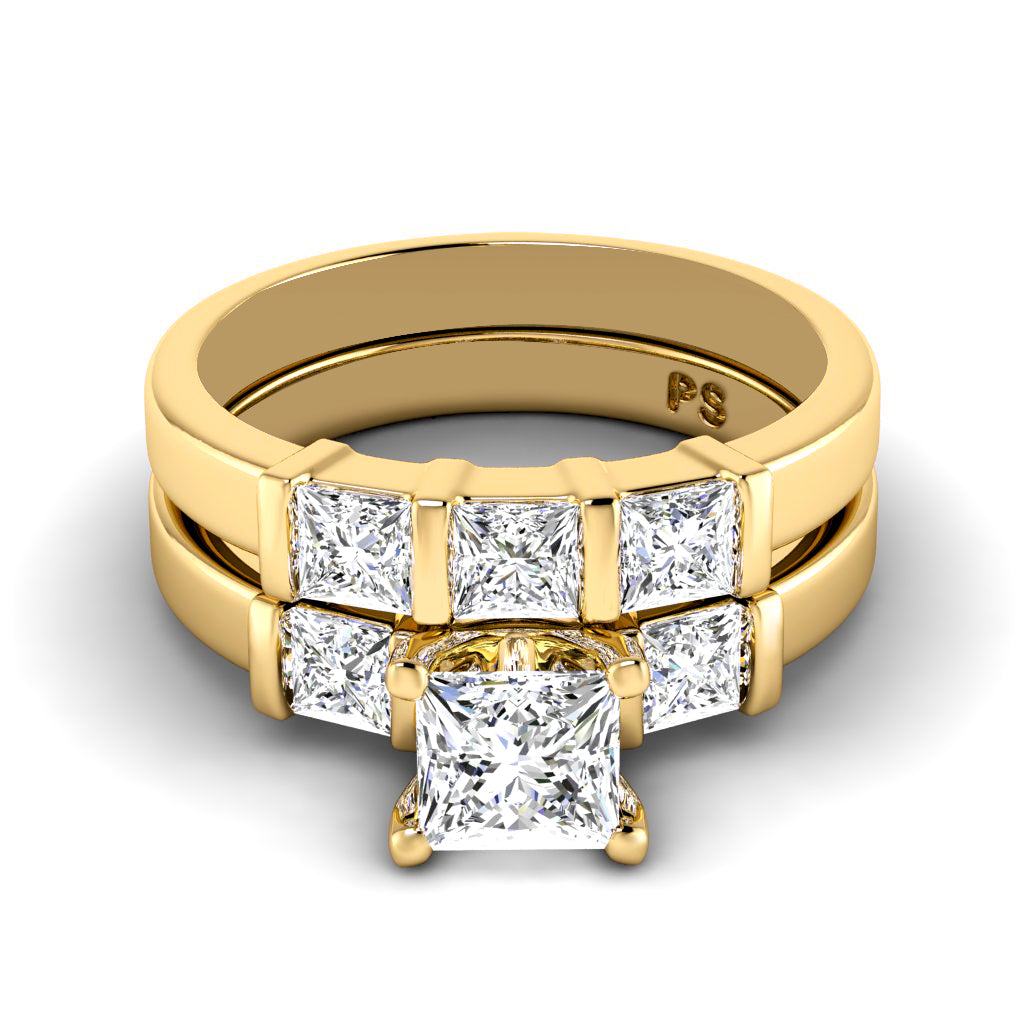 1.90-3.05 CT Princess Cut Natural Diamonds - Bridal Set