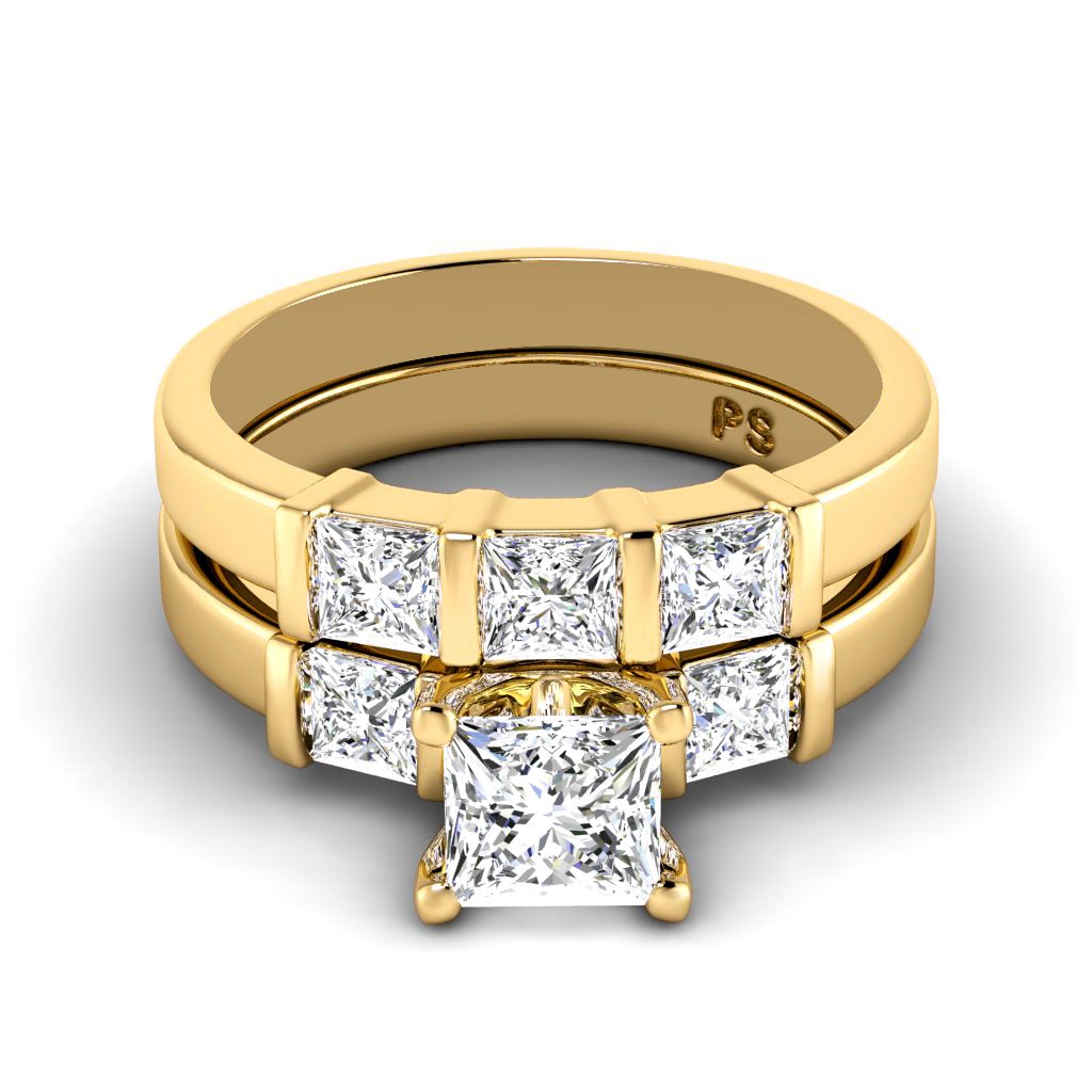 1.90 - 3.05 CT Princess Cut Natural Diamonds - Bridal Set - Primestyle.com