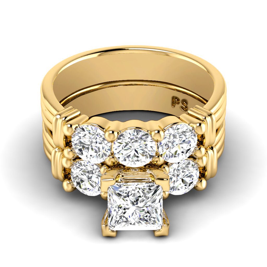 1.70-7.20 CT Princess & Round Cut Diamonds - Bridal Set