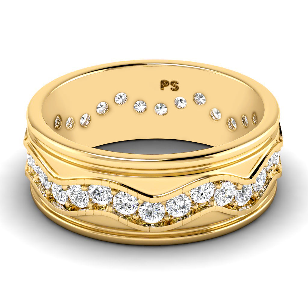 1.50 CT Round Cut Diamonds - Mens Wedding Band