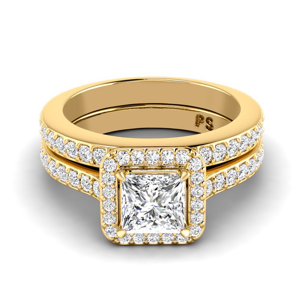 1.05-2.20 CT Princess & Round Cut Natural Diamonds - Bridal Set