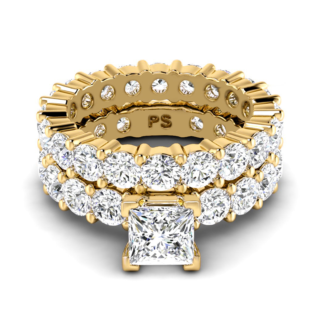 5.65-6.80 CT Princess & Round Cut Natural Diamonds - Bridal Set