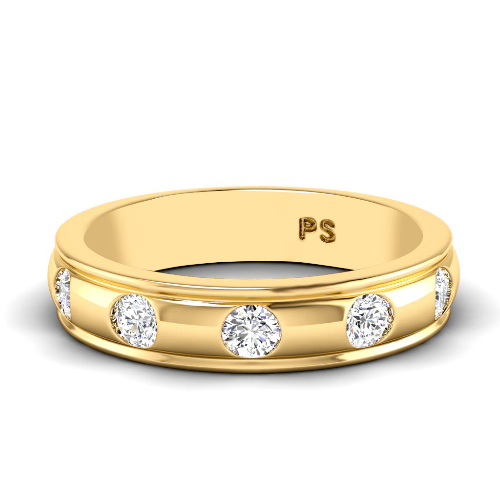 0.50 CT Round Cut Natural Diamonds - Mens Wedding Bands