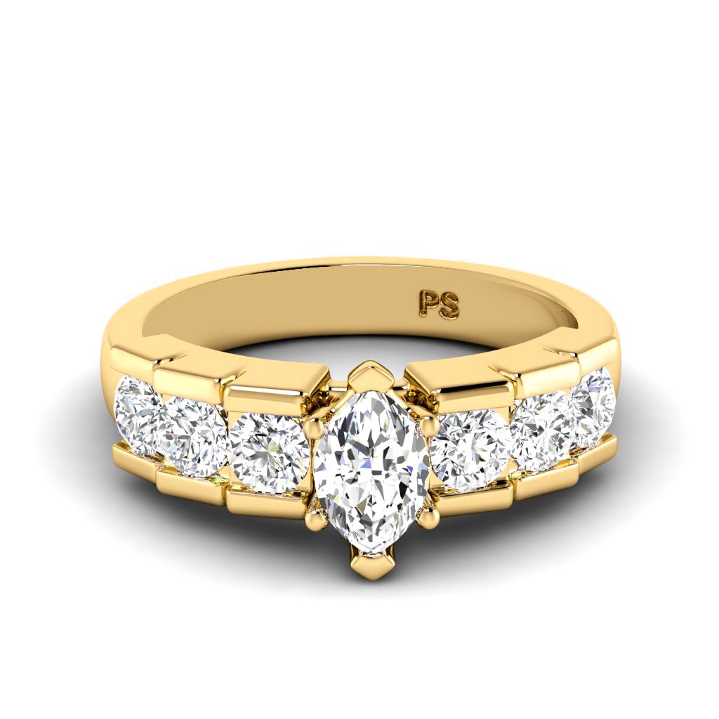1.35 - 6.85 CT Marquise & Round Cut Diamonds - Engagement Ring - Primestyle.com