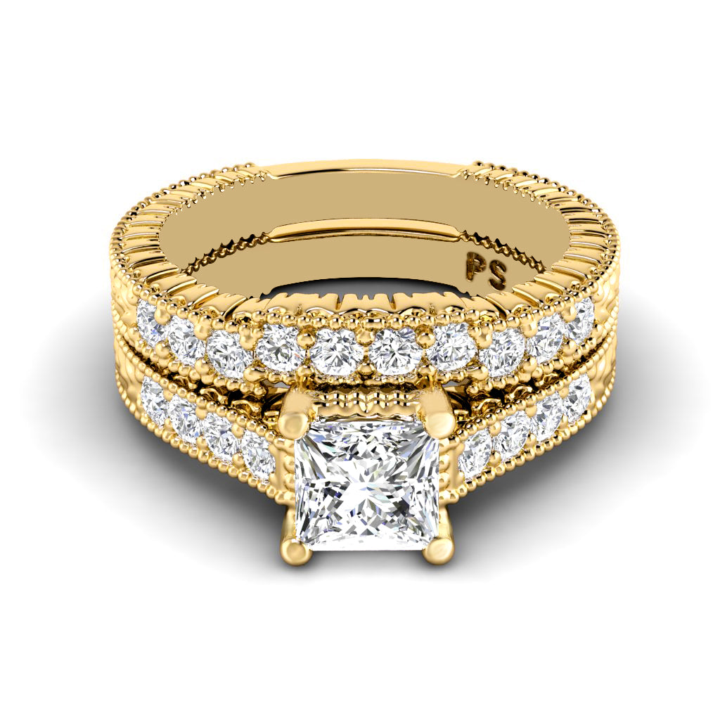 1.00-2.15 CT Round & Princess Cut Diamonds - Bridal Set