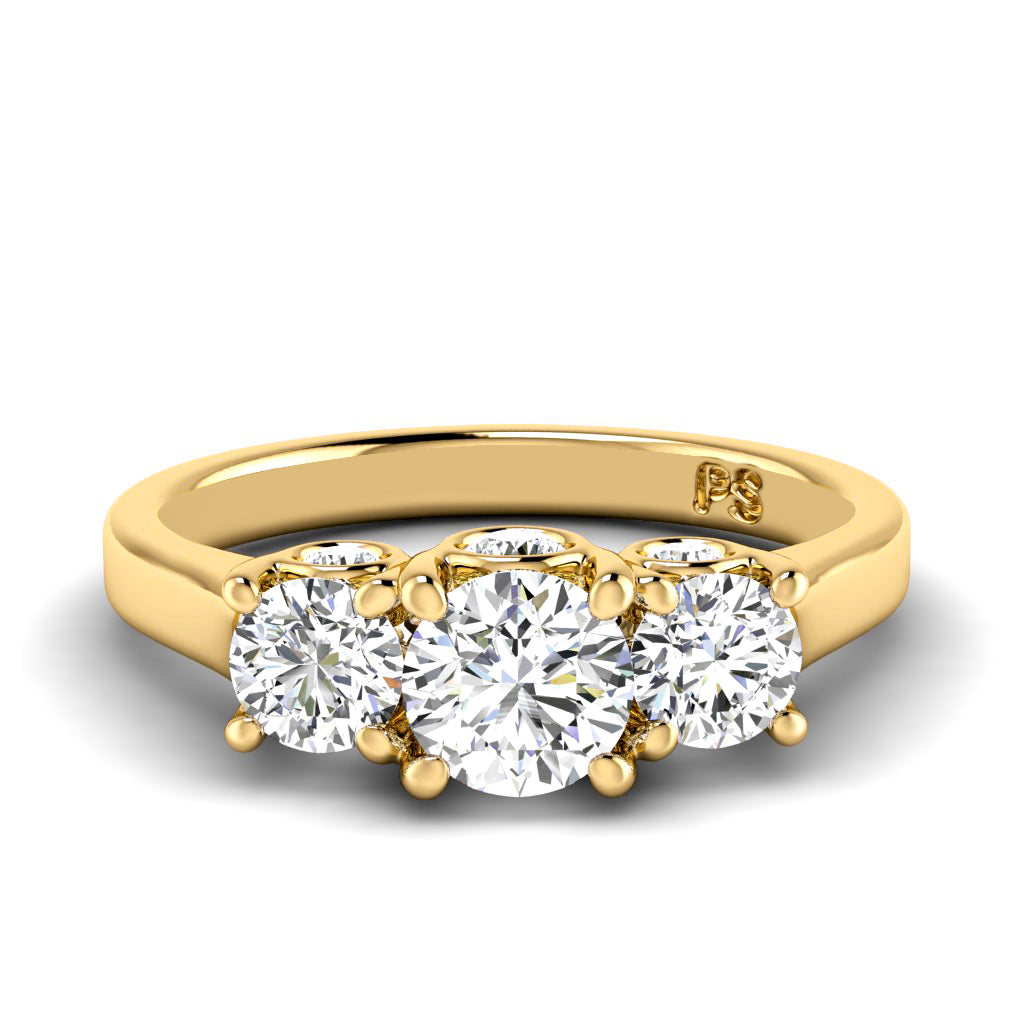 1.30 CT Round Cut Lab Grown Diamonds - Three Stone Ring