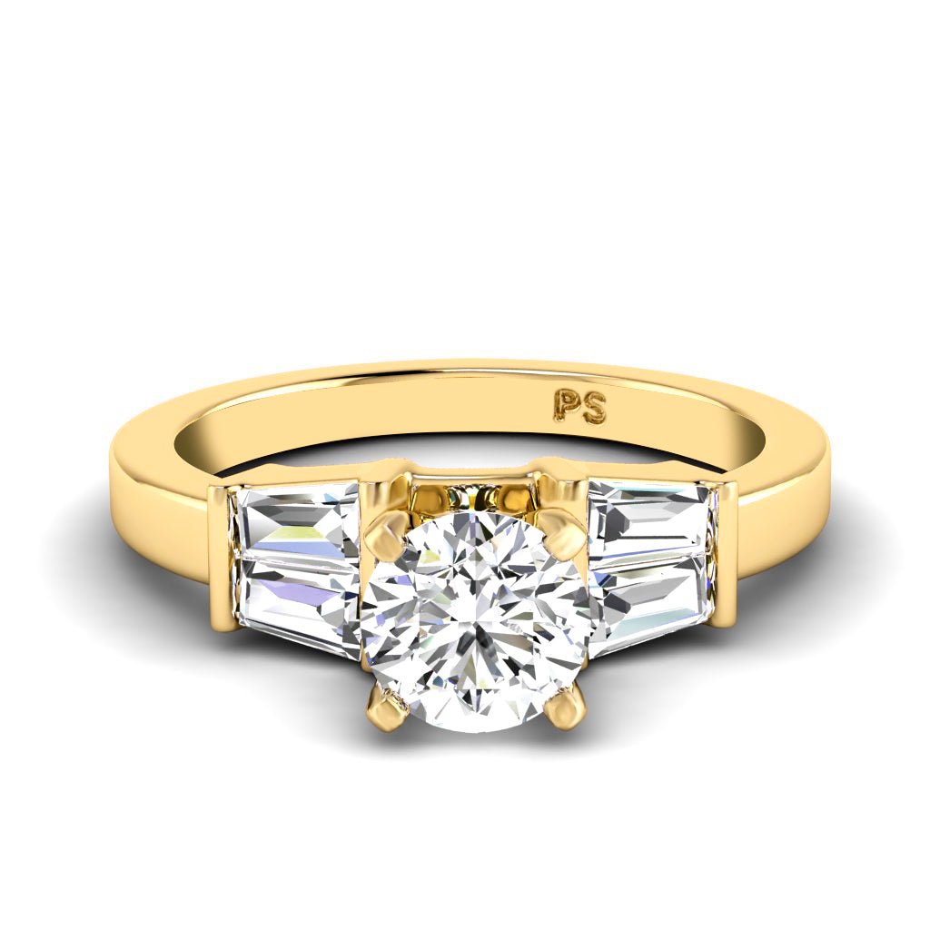 0.75 - 1.90 CT Round & Taper Cut Natural Diamonds - Engagement Ring - Primestyle.com