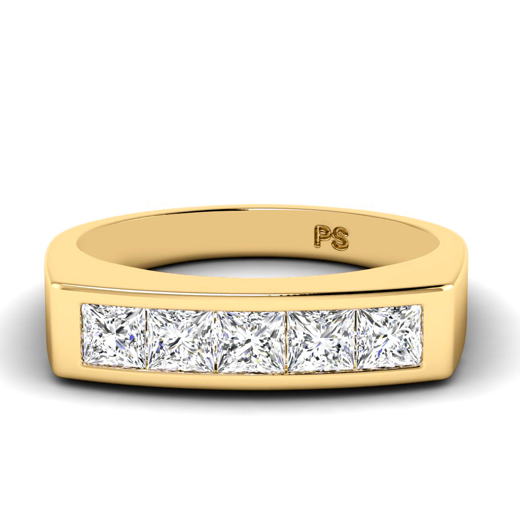 1.00 CT Princess Cut Diamonds - Mens Wedding Band