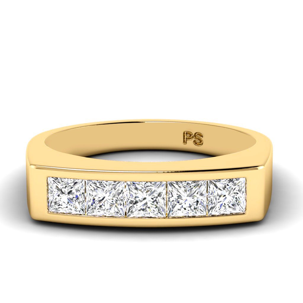 1.00 CT Princess Cut Natural Diamonds - Mens Wedding Bands - Primestyle.com