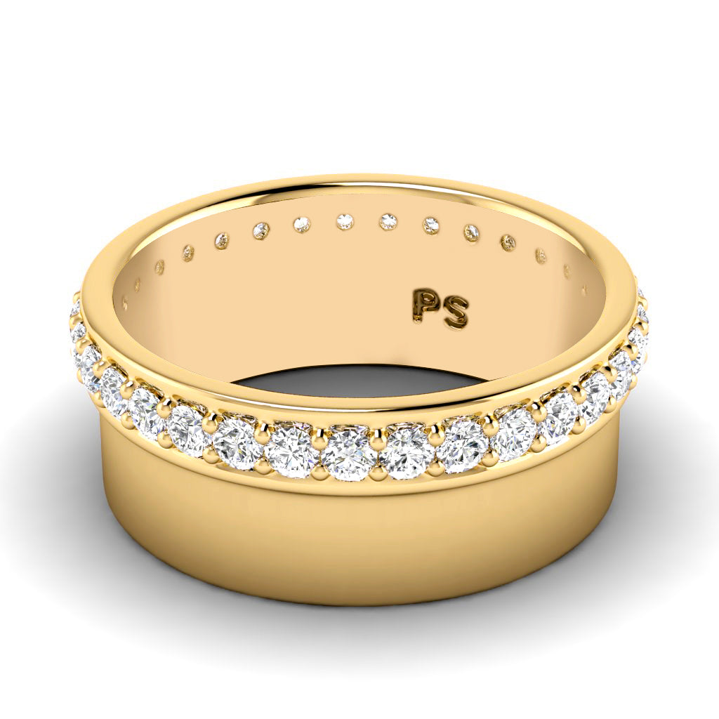 1.00 CT Round Cut Lab Grown Diamonds - Mens Wedding Band