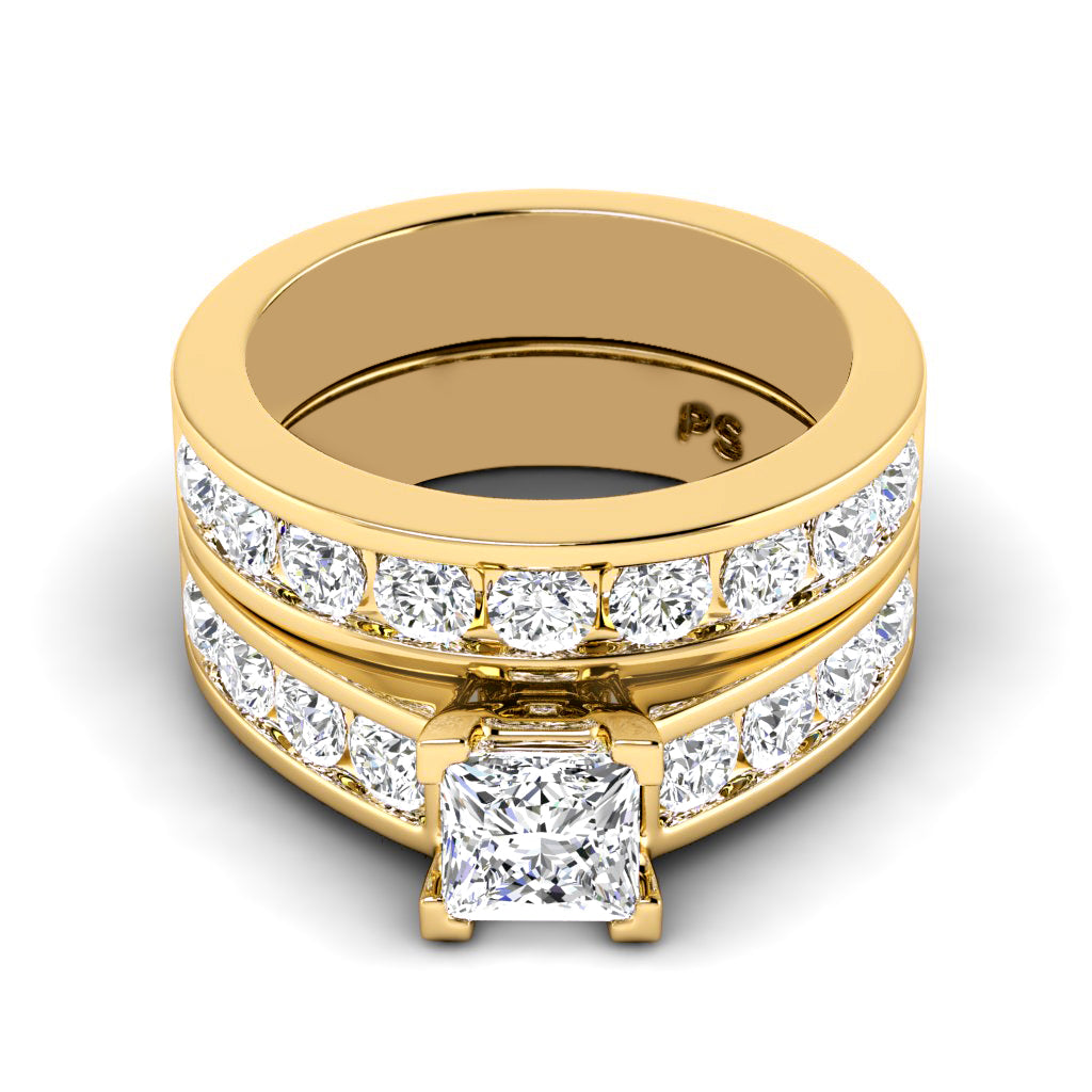 1.95-3.10 CT Princess & Round Cut Natural Diamonds - Bridal Set