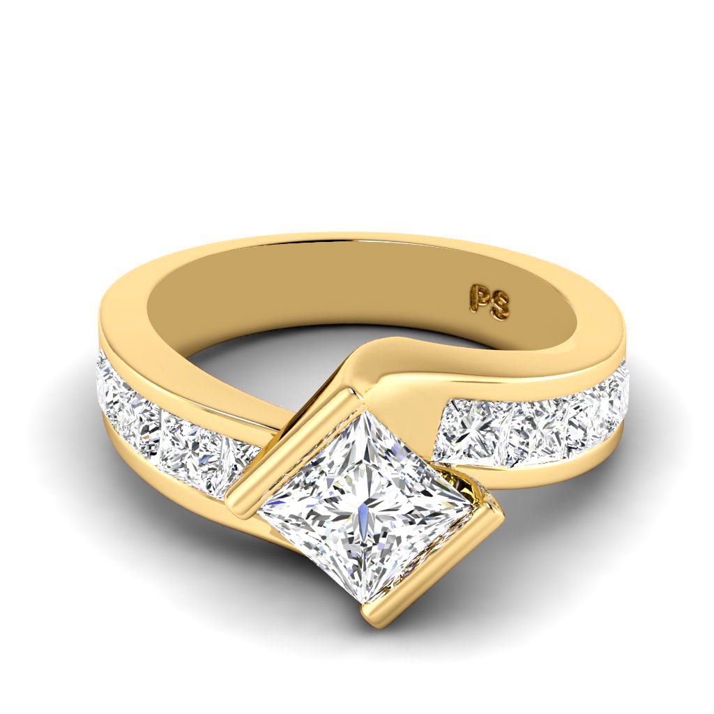 2.10-7.60 CT Princess Cut Diamonds - Engagement Ring