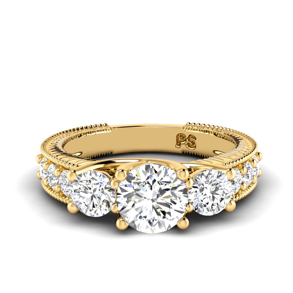 1.25 - 1.55 CT Round Cut Lab Grown Diamonds - Three Stone Ring - Primestyle.com