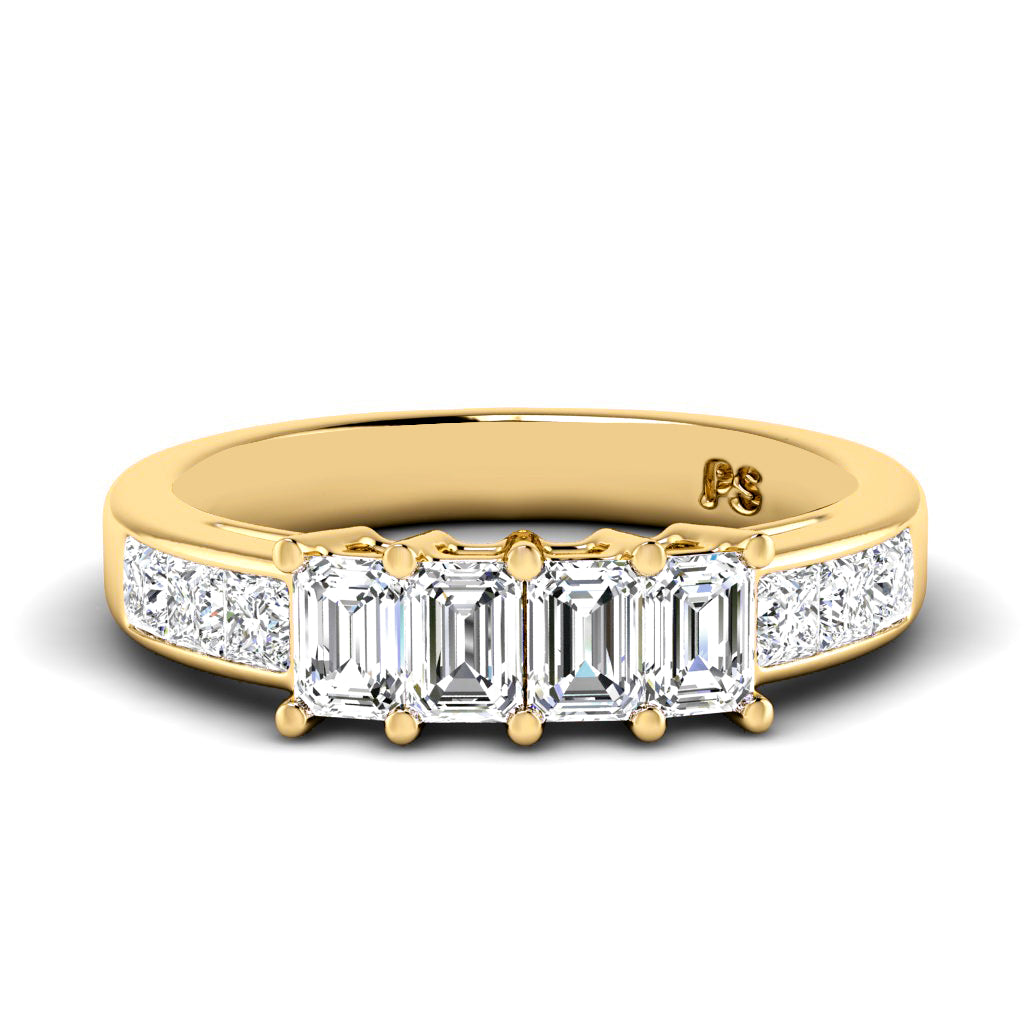 1.10 CT Princess & Emerald Cut Diamonds - Wedding Band