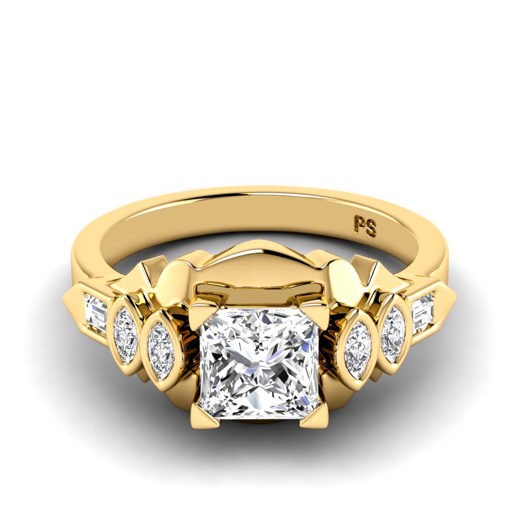 0.60-1.75 CT Baguette & Marquise & Princess Cut Natural Diamonds - Engagement Ring