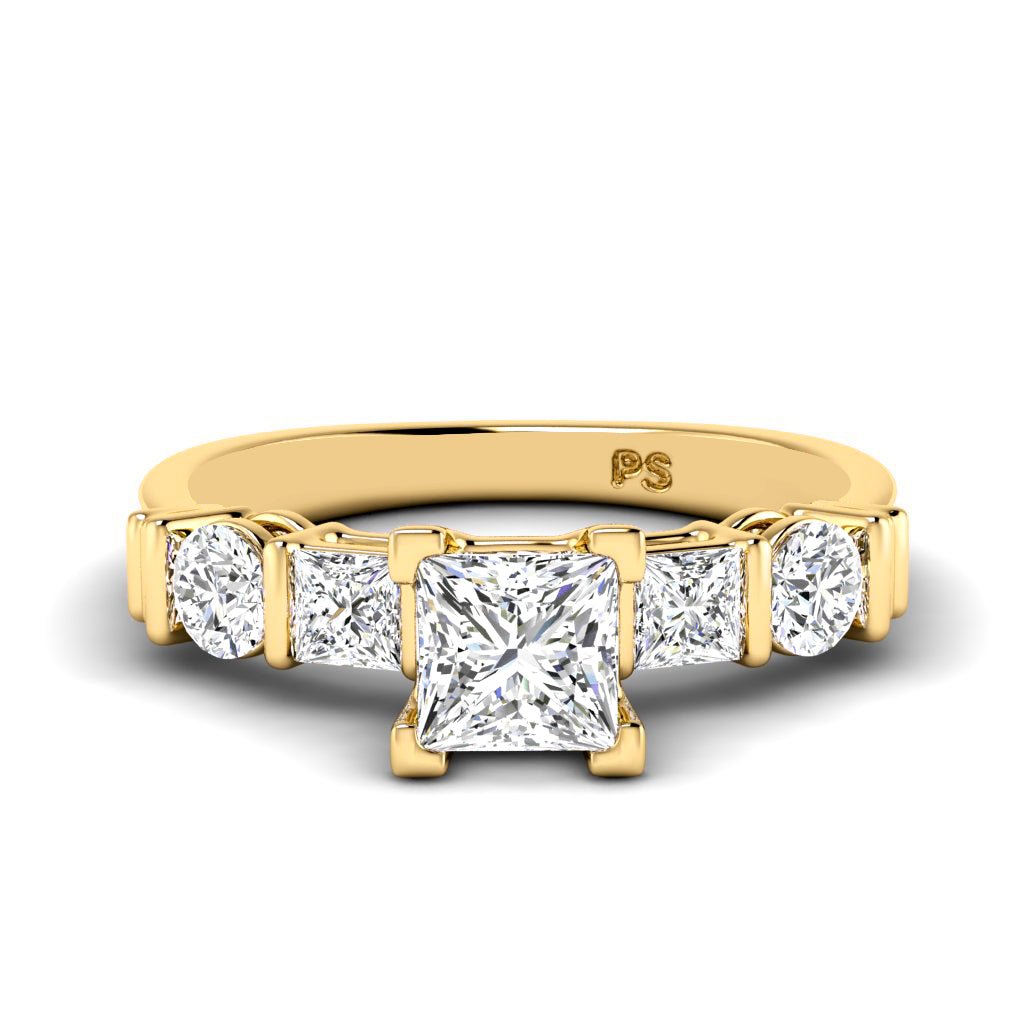 1.20-6.70 CT Princess & Round Cut Diamonds - Engagement Ring