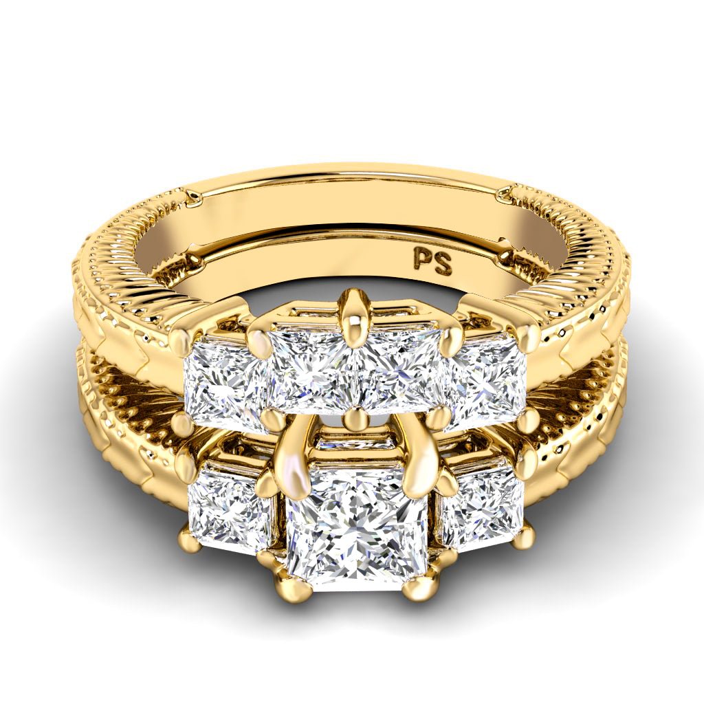 1.60 - 2.75 CT Princess Cut Natural Diamonds - Bridal Set - Primestyle.com