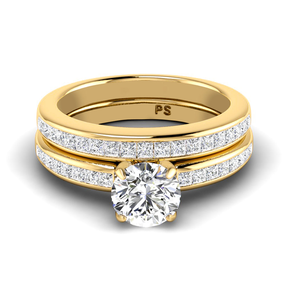 1.20-2.35 CT Princess & Round Cut Natural Diamonds - Bridal Set