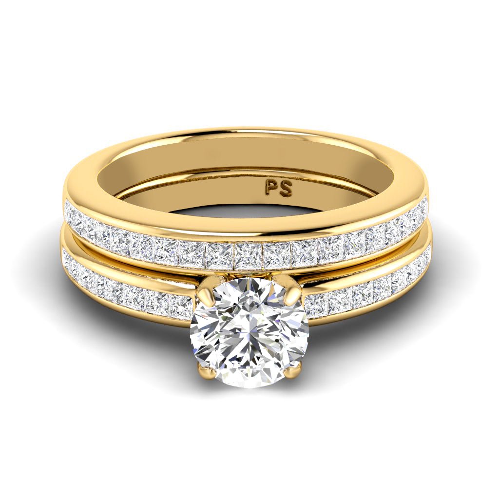1.20 - 2.35 CT Princess & Round Cut Natural Diamonds - Bridal Set - Primestyle.com