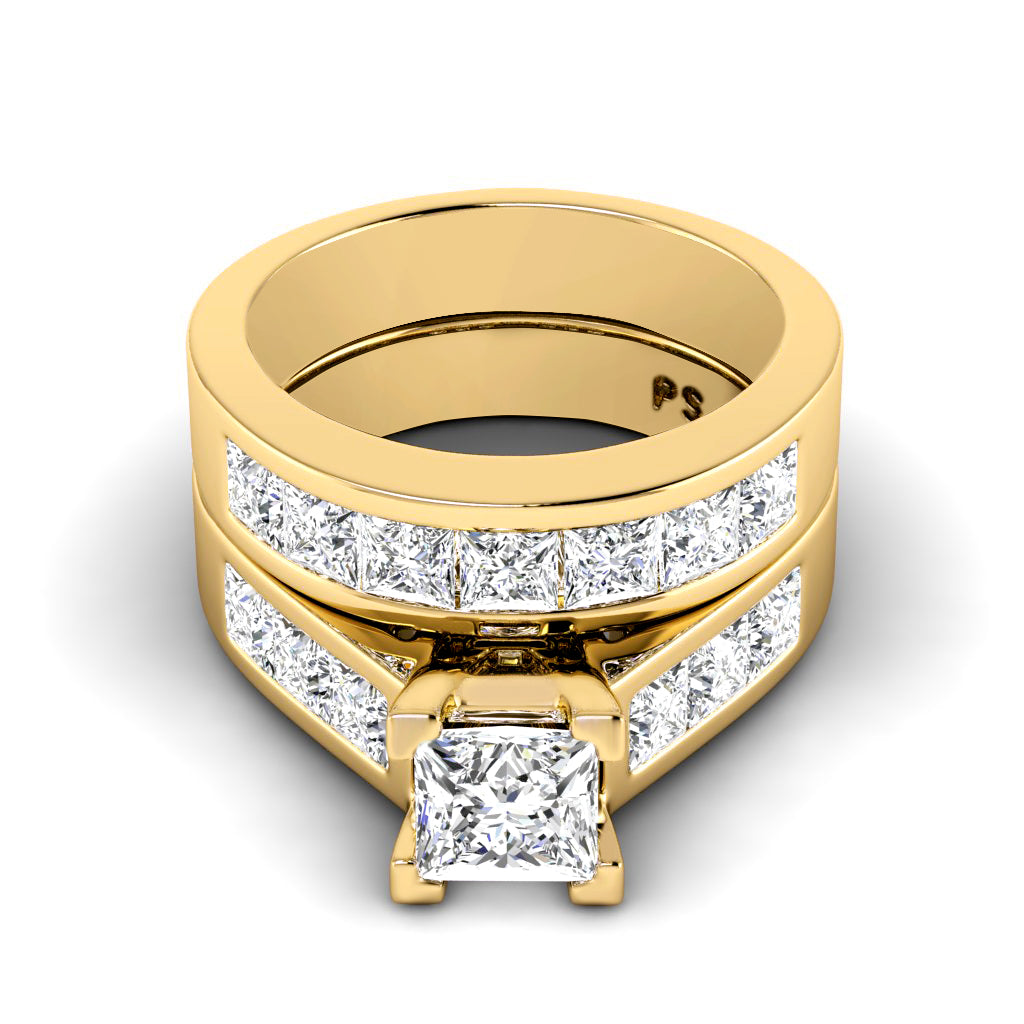 2.60-3.75 CT Princess Cut Natural Diamonds - Bridal Set