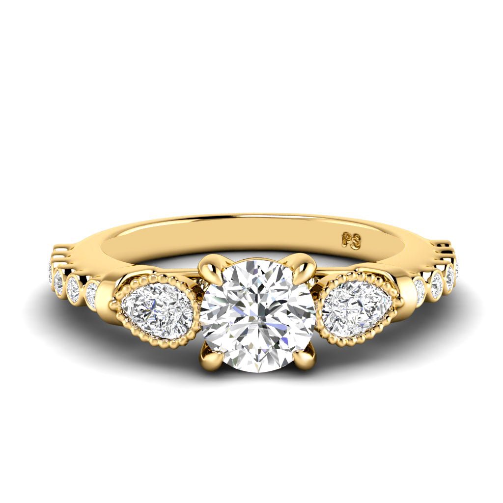 0.77-1.92 CT Pear & Round Cut Natural Diamonds - Engagement Ring