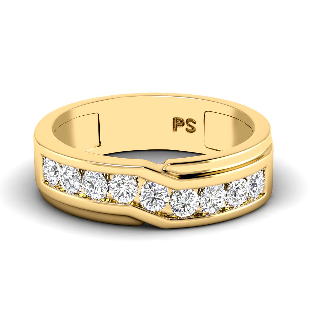 0.65 CT Round Cut Lab Grown Diamonds - Mens Wedding Band