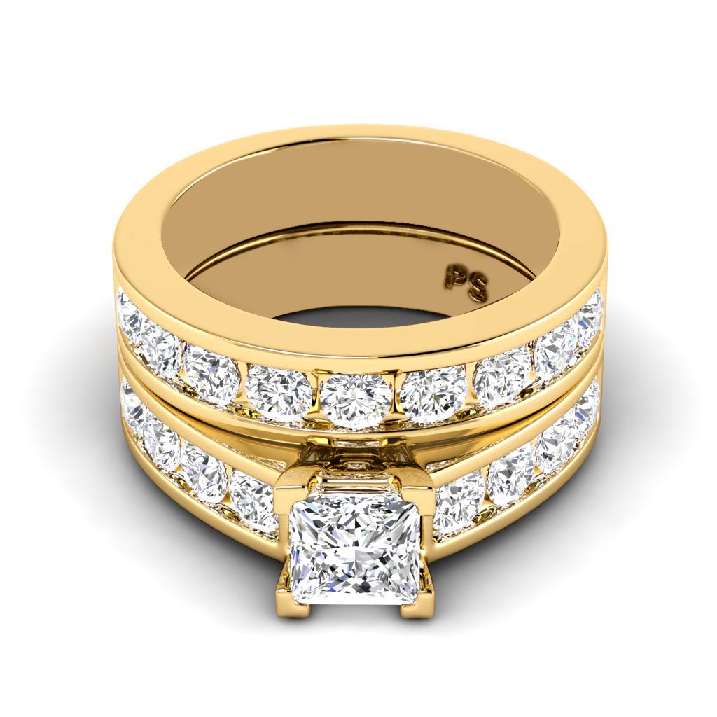 2.10 - 7.60 CT Princess & Round Cut Diamonds - Bridal Set - Primestyle.com