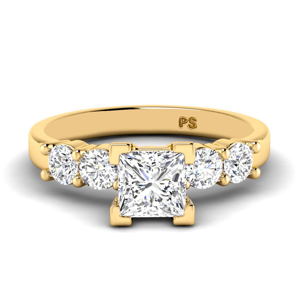 1.10-6.60 CT Princess & Round Cut Lab Grown Diamonds - Engagement Ring