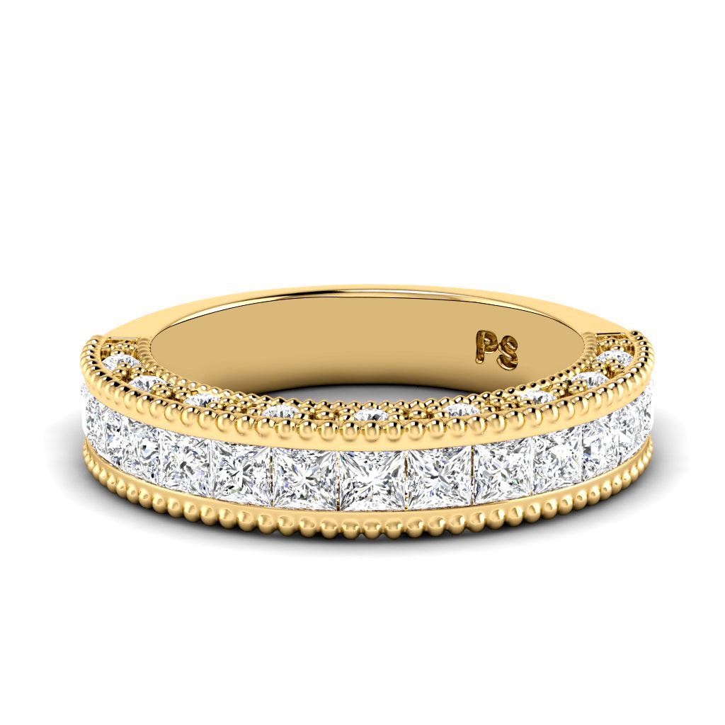 1.50 CT Princess & Round Cut Natural Diamonds - Wedding Band