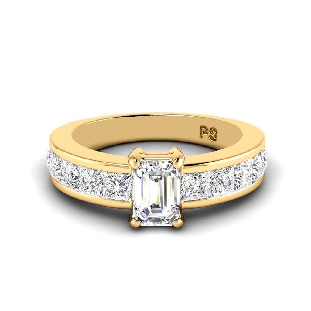1.85 - 3.00 CT Emerald & Princess Cut Natural Diamonds - Engagement Ring - Primestyle.com