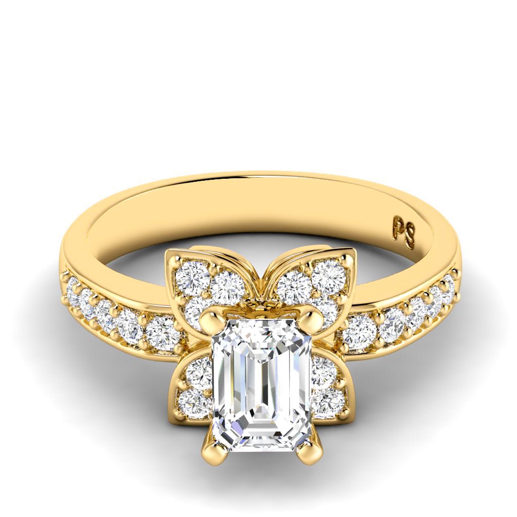 0.75 - 1.90 CT Emerald & Round Cut Natural Diamonds - Engagement Ring - Primestyle.com